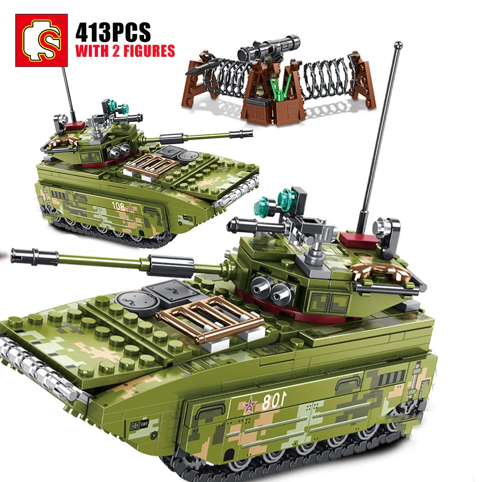 

SEMBO 413Pcs Boys WW2 Military ZTD-05 Amphibious Assault Vehicle Building Blocks City Army Soldier Weapons Figures Bricks Toys