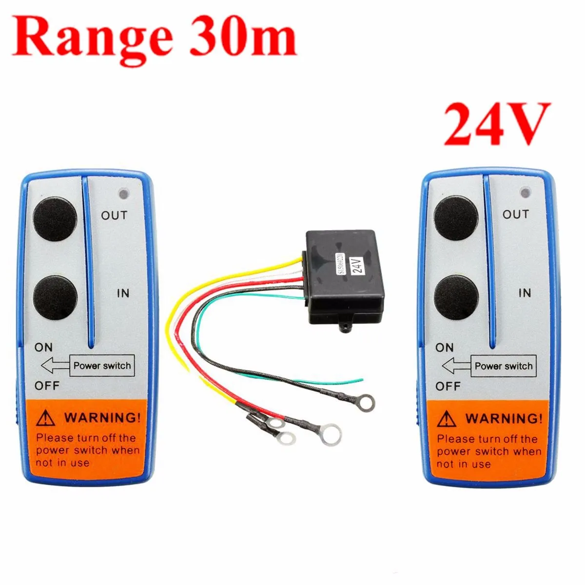 Wireless Winch Dual Remote Control 24V Handset Switch Controller 98 Feet for Car For Jeep SUV