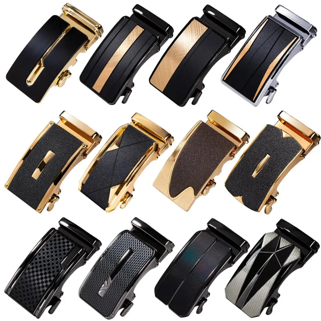 60 Kinds Metal Mens Relacement Belt Buckles Button Sliding Buckle Without Belt Black Gold Blue for 3.5 cm Ratchet Belts ONLY