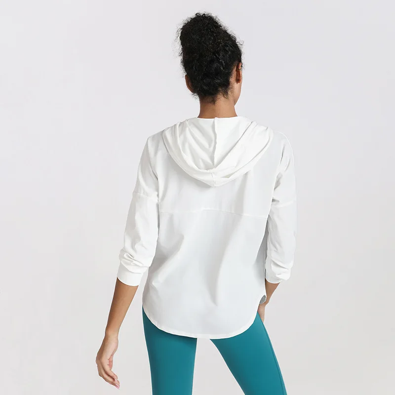Summer Women Sports Jackets Thin Loose Zipper Yoga Hoodies Sun-Protective Fitness Jacket Running Tops Coat Gym Workout Outerwear