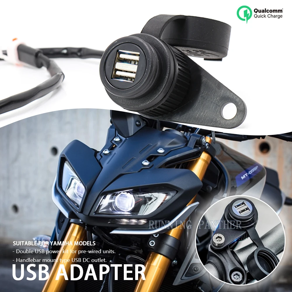 

Motorcycle 12V DV For Yamaha MT-07 MT-09 SP Tracer FZ-09 FZ-07 Tracer XSR 700 900 Double USB Charger Adapter Socket Converter