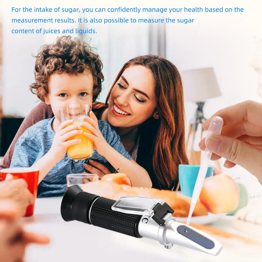 Convenient Handheld Concentration Meter Brix Refractometer 0-90% for Honey Sucrose Fruit Juice Drinks Wine Measurement