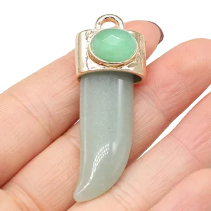 Naturstein -Anhänger in Form von Ochsenhorn, exquisites Achatamulette zur Herstellung von Schmuck, DIY -Halskette, Armband, Ohrringen, Accessoires 12 Hauptverkäufe Buzios für Halsketten - №4