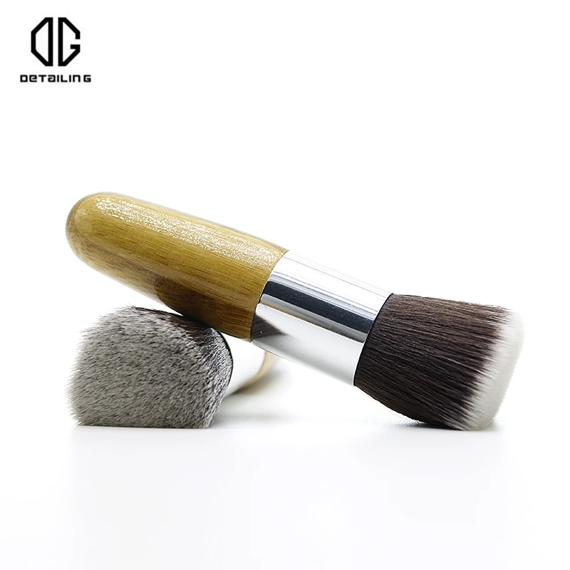 

DETAILING 2pcs Bamboo Short Round Handle Makeup Brush Very Soft Bristle Car Interior Detailing Brush