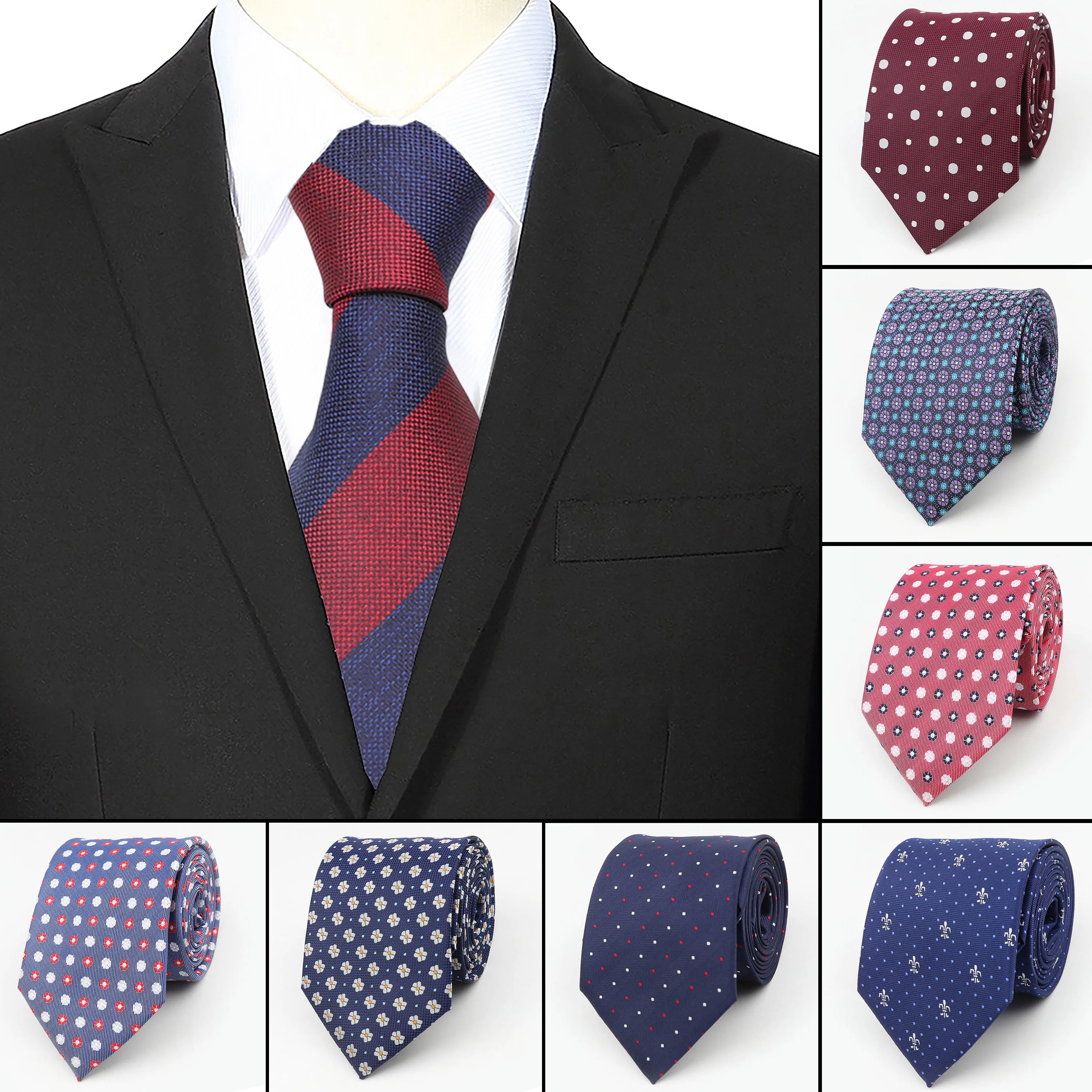 8cm Silk Casual Ties For Men Classic Polyester Woven Party Jacquard Slim Neckties