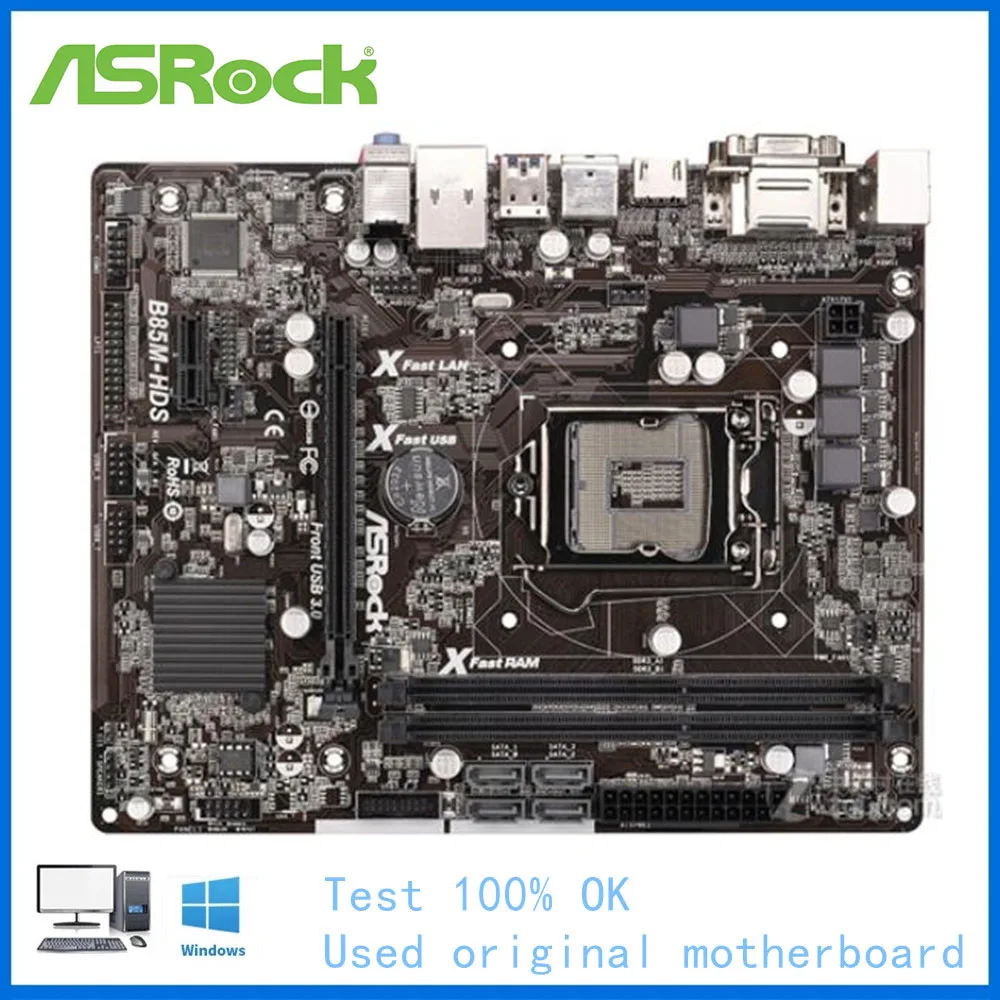 

For ASRock B85M-HDS Computer USB3.0 SATAIII Motherboard LGA 1150 DDR3 B85 B85M Desktop Mainboard Use