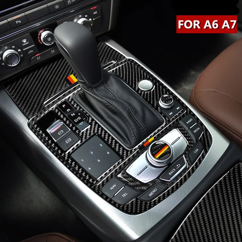 Car Center Console Knob Carbon Fiber Stickers For Audi A6 A7 2012-2018 Automotive Interior Stickers