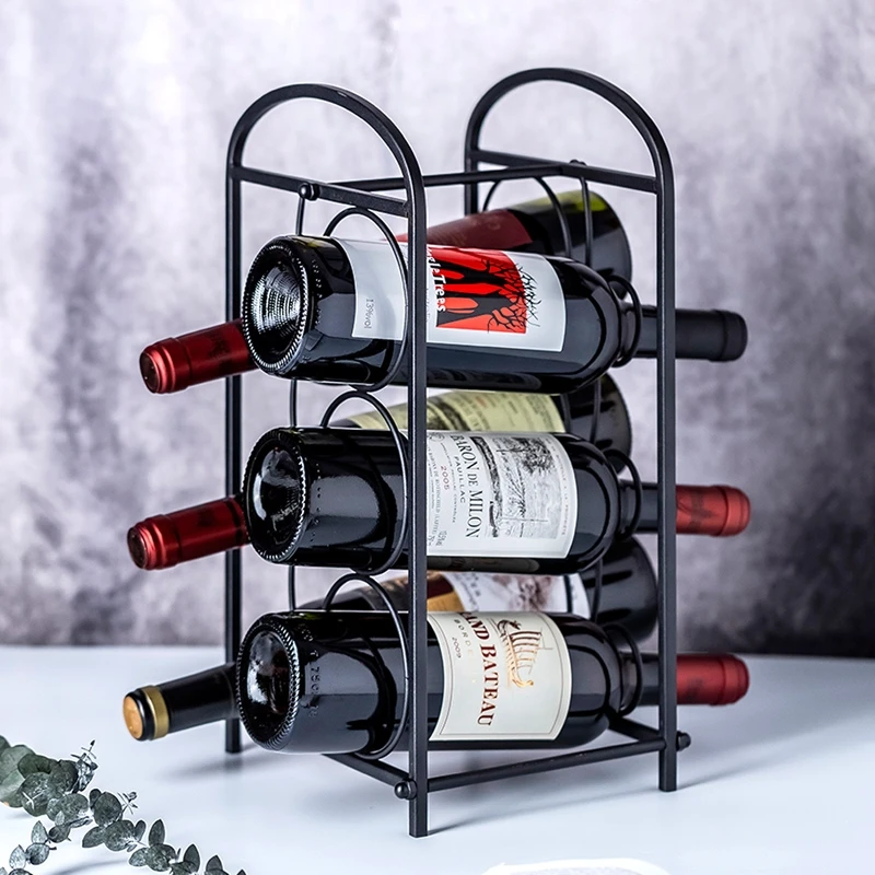 6 bottles of red wine shelf iron wine shelf superimposed wine shelf decoration European style wine shelf fashion creative wine c