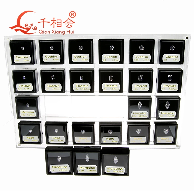 8  shapes of cubic zirconia loose 0.5ct-3 ct weight size set display tools box  diamond tester master set