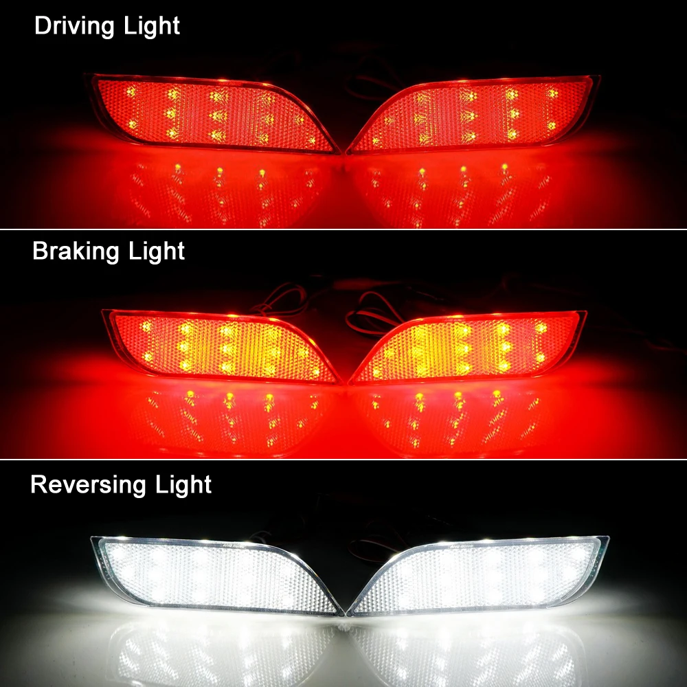 3 Function LED Rear Bumper Reflector Warning Lamp Reversing Brake Light For Subaru Impreza WRX STI XV Exiga Levorg Legacy images - 6