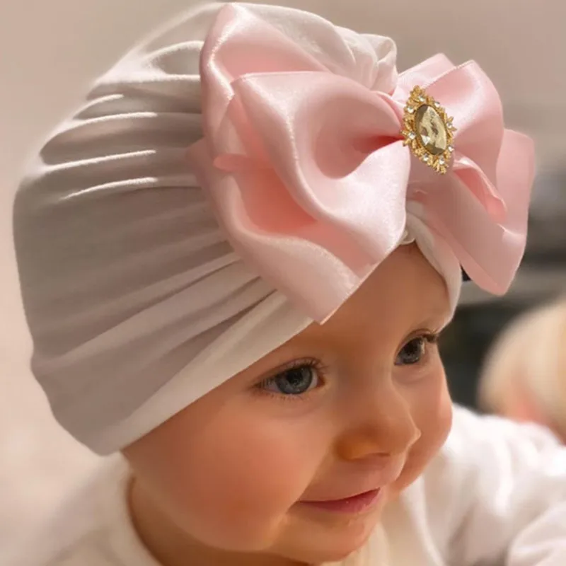 Newest Cute Newborn Baby Girl Comfy Silk Bowknot Hospital Cap Beanie Hat Cotton Baby Girl Caps Beanie Toddler Hats 2021