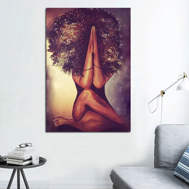 Unframed Exploding Head Girl Painting Modern My Prayers Canvas Painting Wall Poster Pictures For Living Room Home Decor