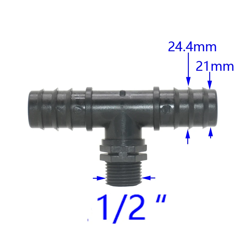 1/2 3/4 nici do 8/11mm 16mm 20mm 25mm złącze węża Tee 2-Way Splitter 3/8 1/2 3/4 rurki Pe Adapter 5 sztuk