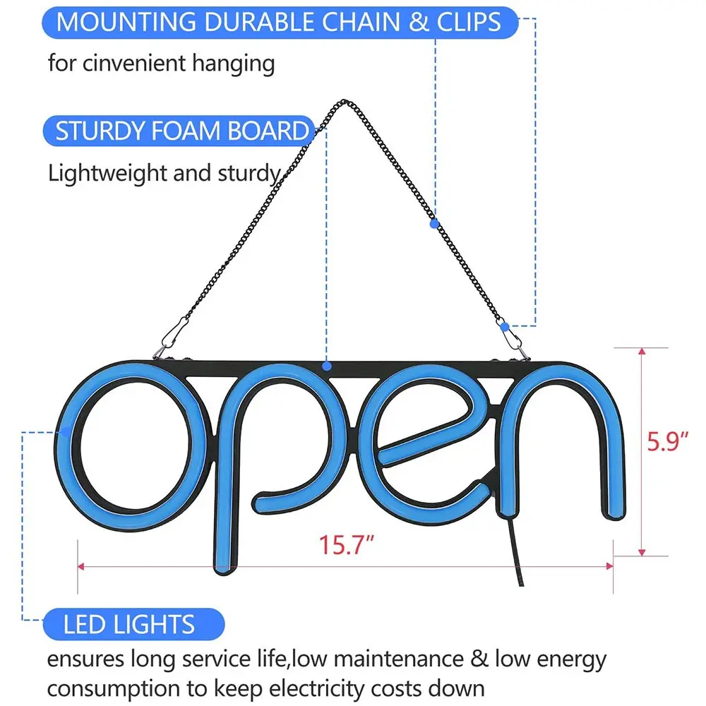 OPEN Neon Sign Business LED Light Lamp Integrative Ultra Bright Bar Club Store Display Shop Advertising Lighting Lamp