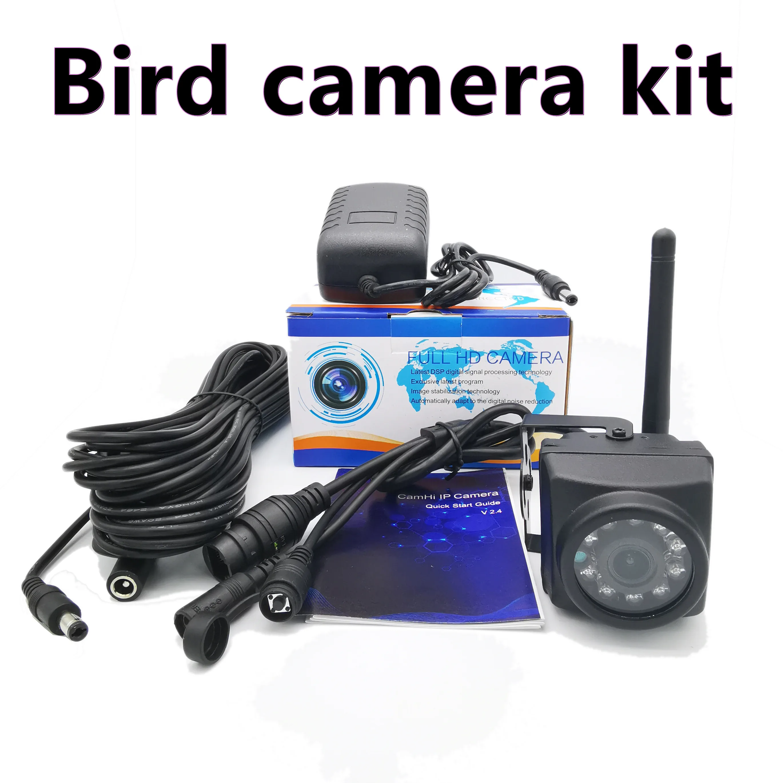 Mini Caméra d\'Observation des Oiseaux avec Vision Nocturne, Étanche, Wifi, Sans Fil, IP, 32G RTMP 1080P, Kit Audio, Nid d\'Animaux de Compagnie