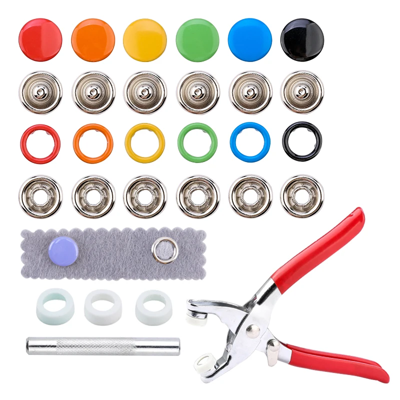 Wholesale Sets Snap Fasteners Buttons Without Tool, Hollow Metal Snap Buttons Accessories Set for Clothing 10 Colors No Pliers