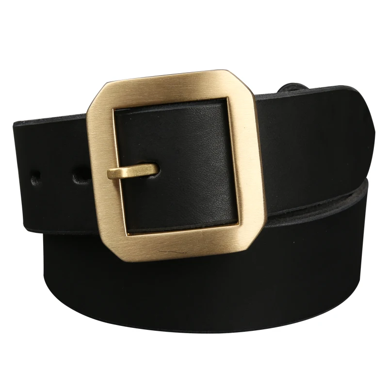39mm Genuine Leather High Quality Belts For Men Jeans Cowskin Casual Belts Cowboy Waistband Solid Brass Pin Belt Buckle