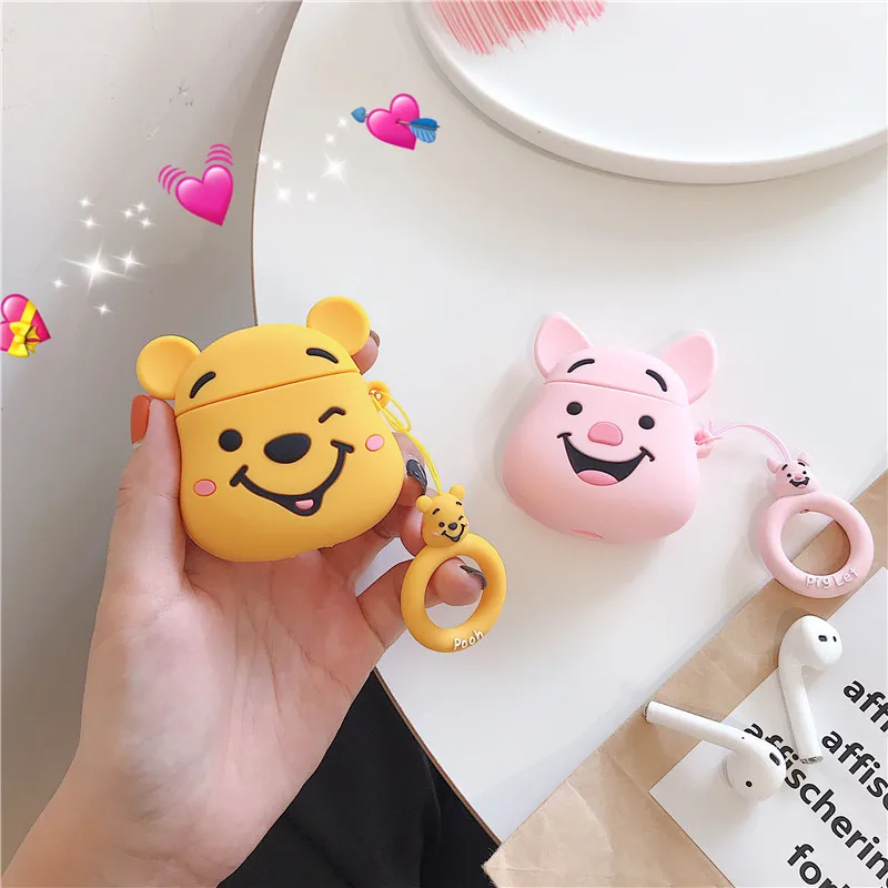 Disney Cartoon Winnie the Pooh Silicone Cases For Airpods 1 2 Pro Protective Bluetooth Wireless Earphone Charging Cover