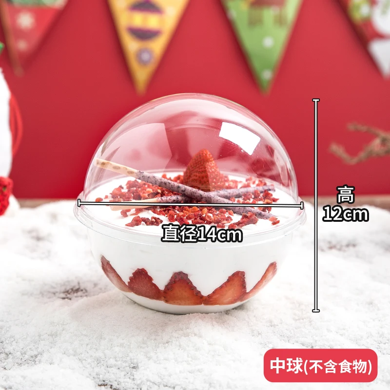 10pcs Creative Christmas crystal ball transparent portable mousse ball round cake box salad fruit diy baking packaging gift box