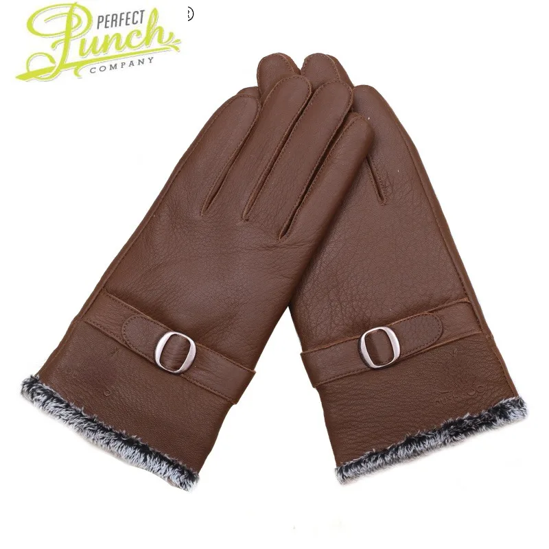 

Gloves Winter New High-end Genuine Deerskin Leather Gloves Men Thick Gloves Keep Warm Driving Luvas De Inverno SQQ402