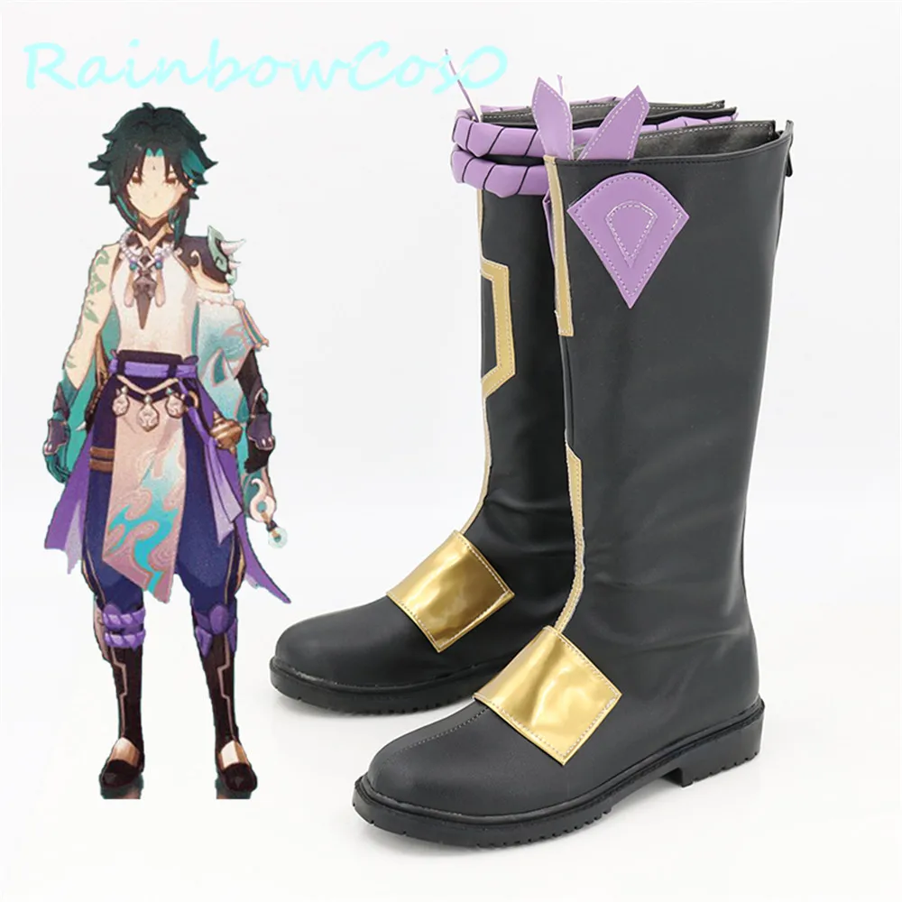 Genshin Impact Xiao kinsen Cosplay Shoes Boots Game Anime Halloween RainbowCos0 W1390