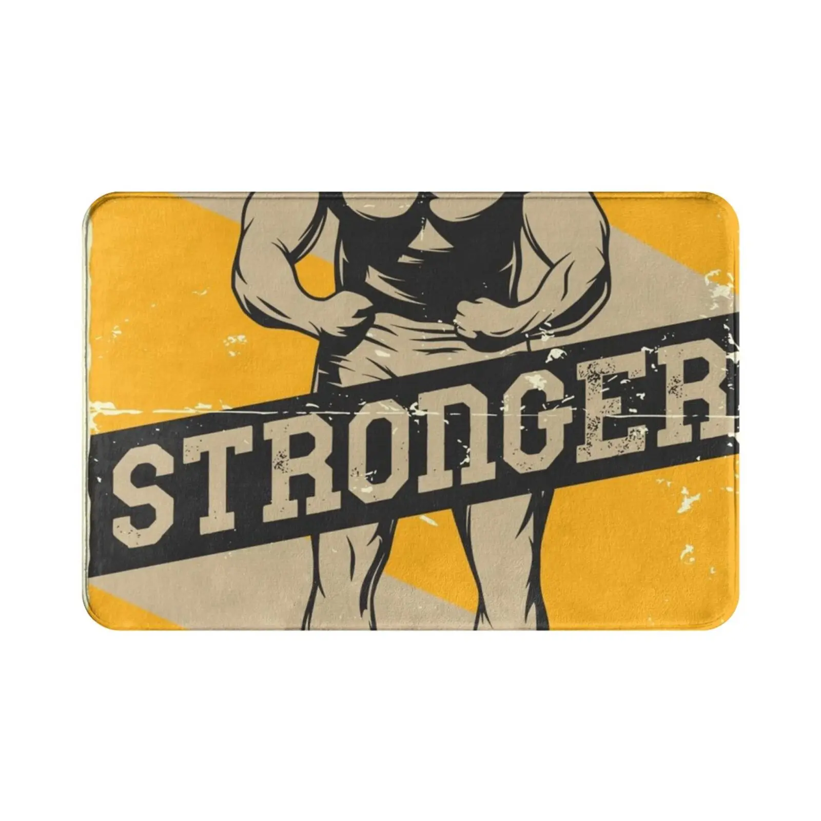 Stronger Than You Think , Gym Fitness Motivation Carpet Mat Rug Cushion Soft Non-Slip Body Builder Bodybuilding Arnold