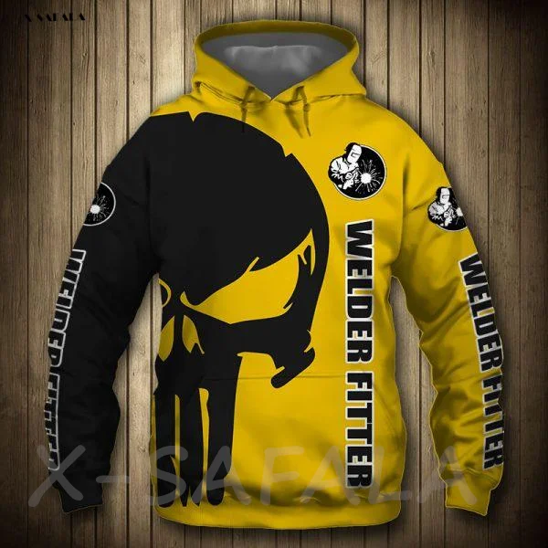 

WELDER FITTER SKULL YELLOW 3D Printed Man Female Zipper HOODIE Pullover Sweatshirt Hooded Jersey Tracksuits