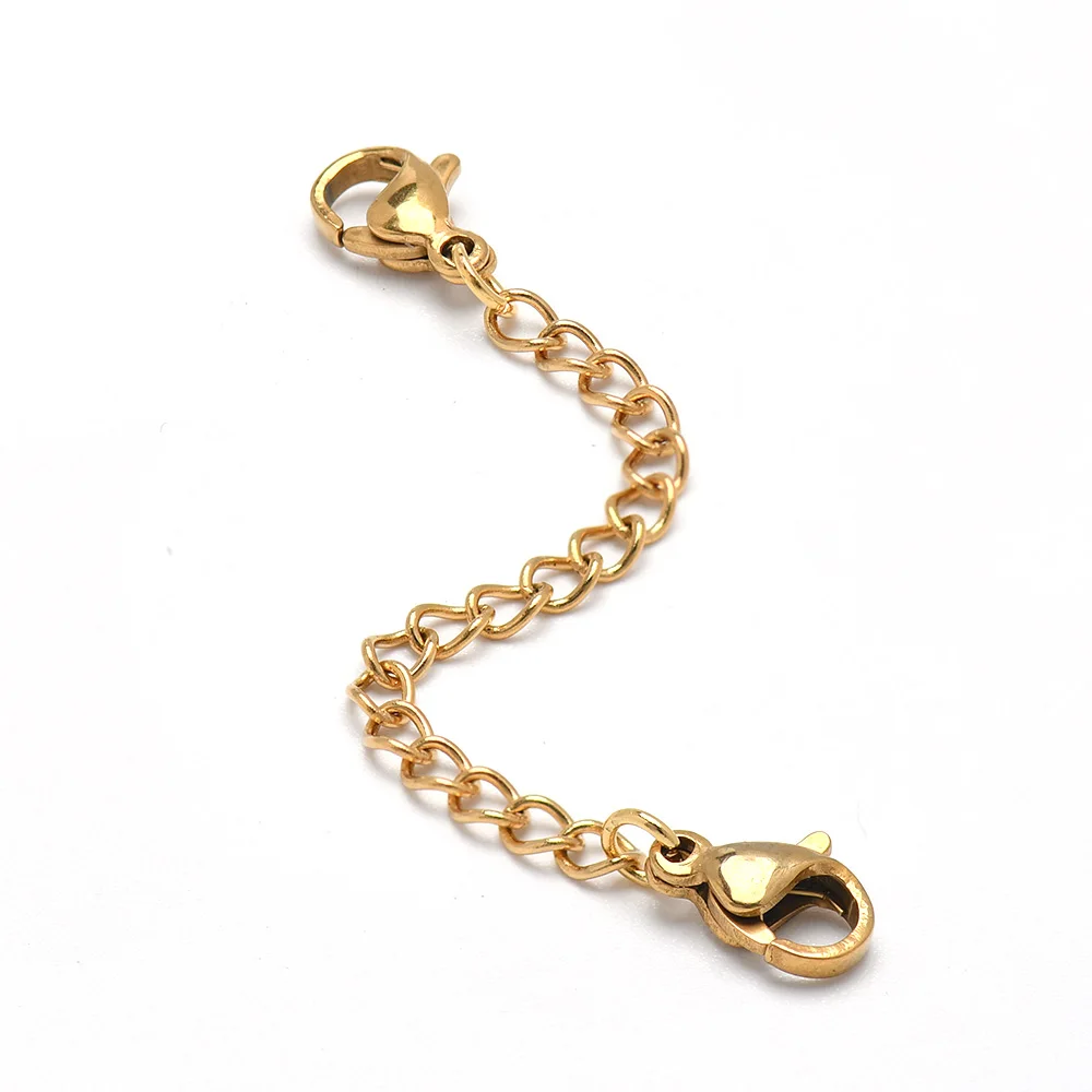 5Pcs Stainless Steel Necklace Extenders Bracelet Anklet Extension Chains with Lobster Clasps and Closures for Jewelry Making