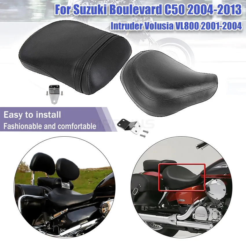 Leather Motorcycle Soft Cushion Seat Covers Pad For Suzuki Boulevard C50 2004-2013 Intruder Volusia VL 400 800 2001-2004 Parts