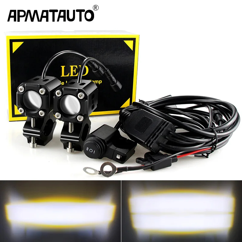 Motorcycle LED lens Hi Lo beam Fog Light with Wiring Harness flash For BMW G310 R1200 GS /ADV Motorcycle Led Lights White 6000k