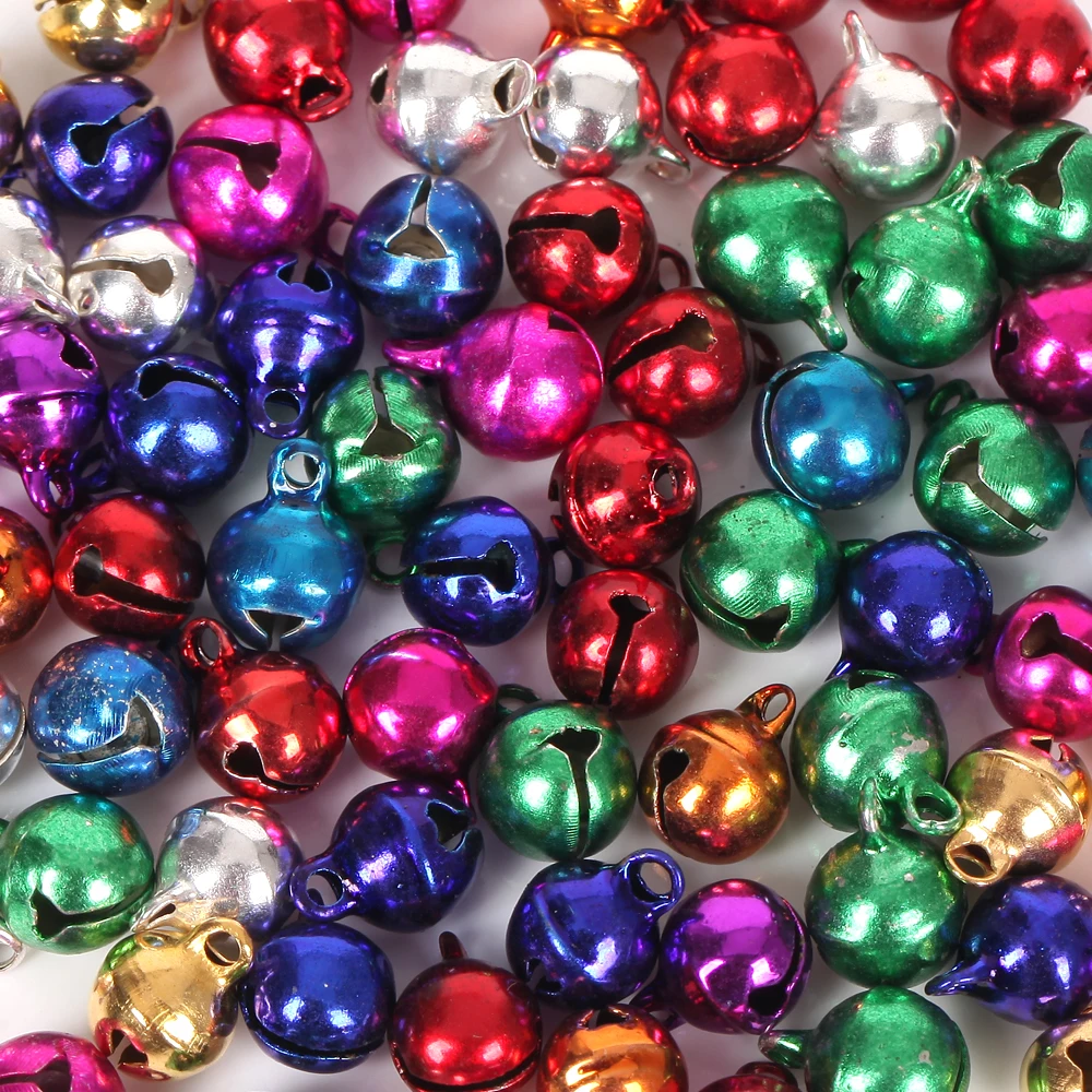 50pcs 8mm Candy Color Copper Bell Metal Loose Beads Small Jingle Bells for Crafts DIY Key Earrings Necklace Bracelet Pendants