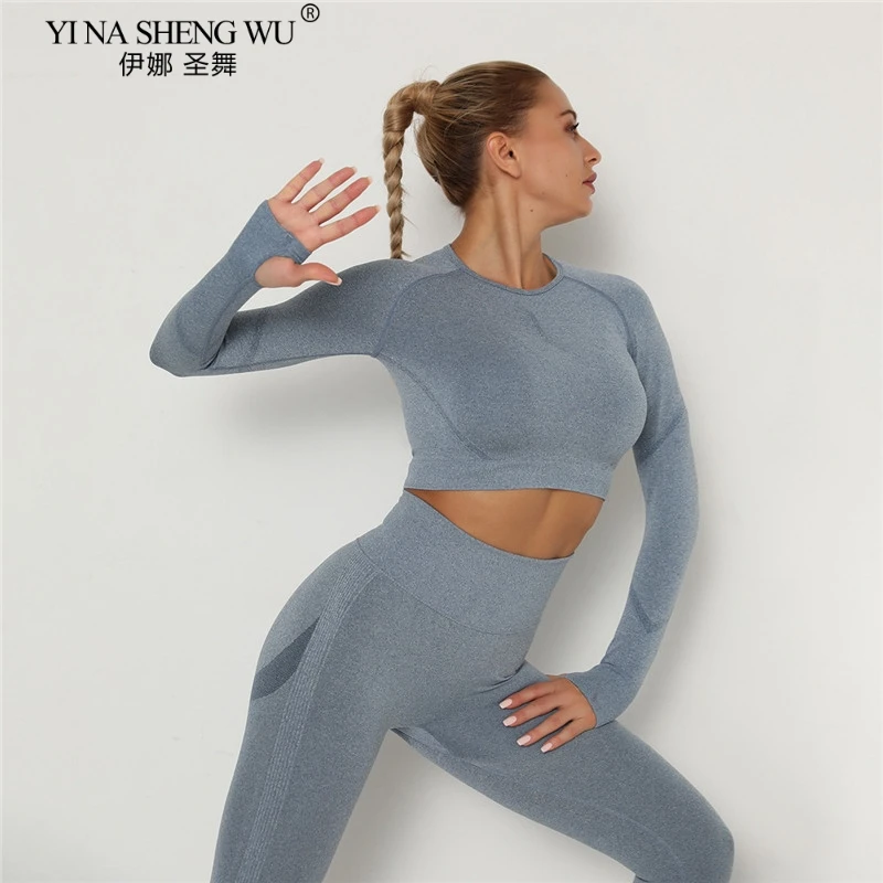 Single free Combination Seamless Yoga Pants Women Workout Sportswear Gym Clothing Cycling Fitness Long Sleeve Leggings Sport Bra