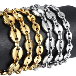 Stainless Steel Coffee Beans Marina Link Chain Bracelets for Men Women Bracelet Homme Punk Jewelry Gifts Trendy 7/9/11mm KBM169