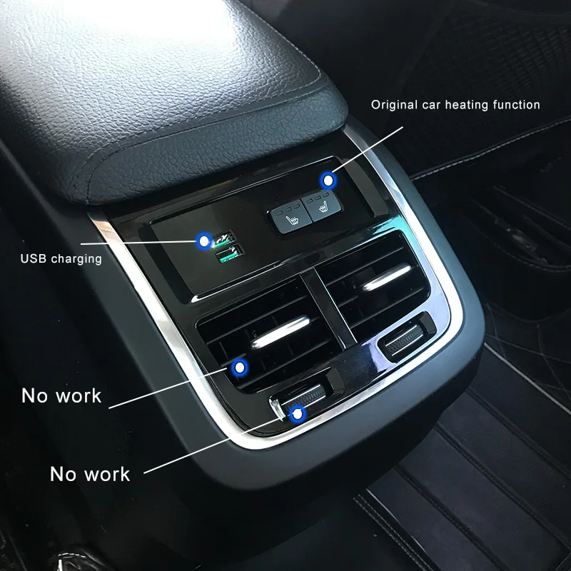 For Volvo xc60 xc90 s60 v60 v90 rear seat heating USB charging modified car accessories decoration