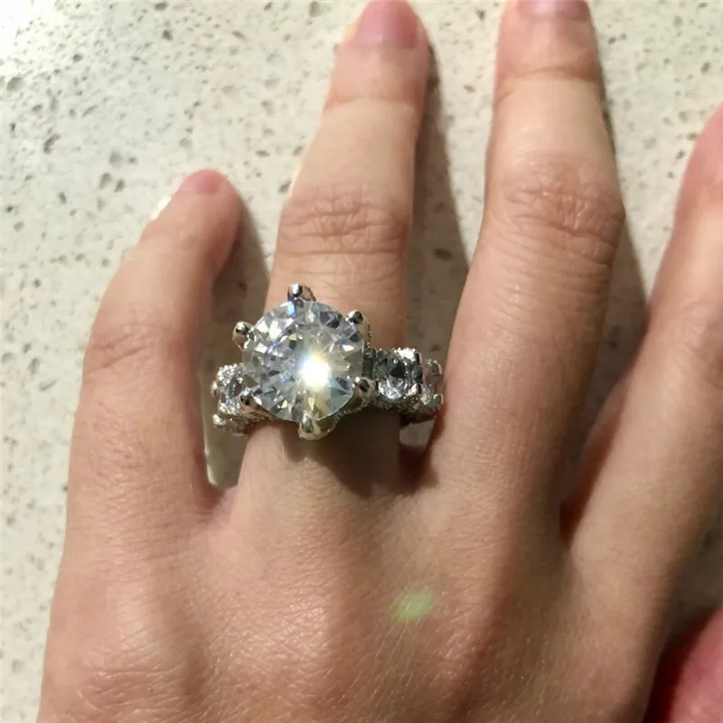 Vintage Couple Promise Ring 925 sterling silver Bijou 10mm AAAAA Cz Engagement Wedding band rings for women men Jewelry Gift