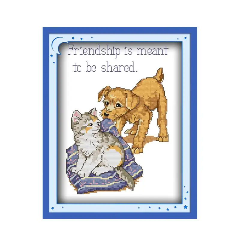 

Дружба представляет собой набор для вышивки крестом, мультфильм, 11 карат, канва, стежки, вышивка, сделай сам, рукоделие ручной работы, плюс