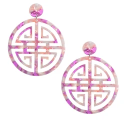 New Vintage Resin Round Dangle Earrings for women Colorful Acetate jewelry Hollow out Charm Girl's Acrylic Earrings Trendy Party