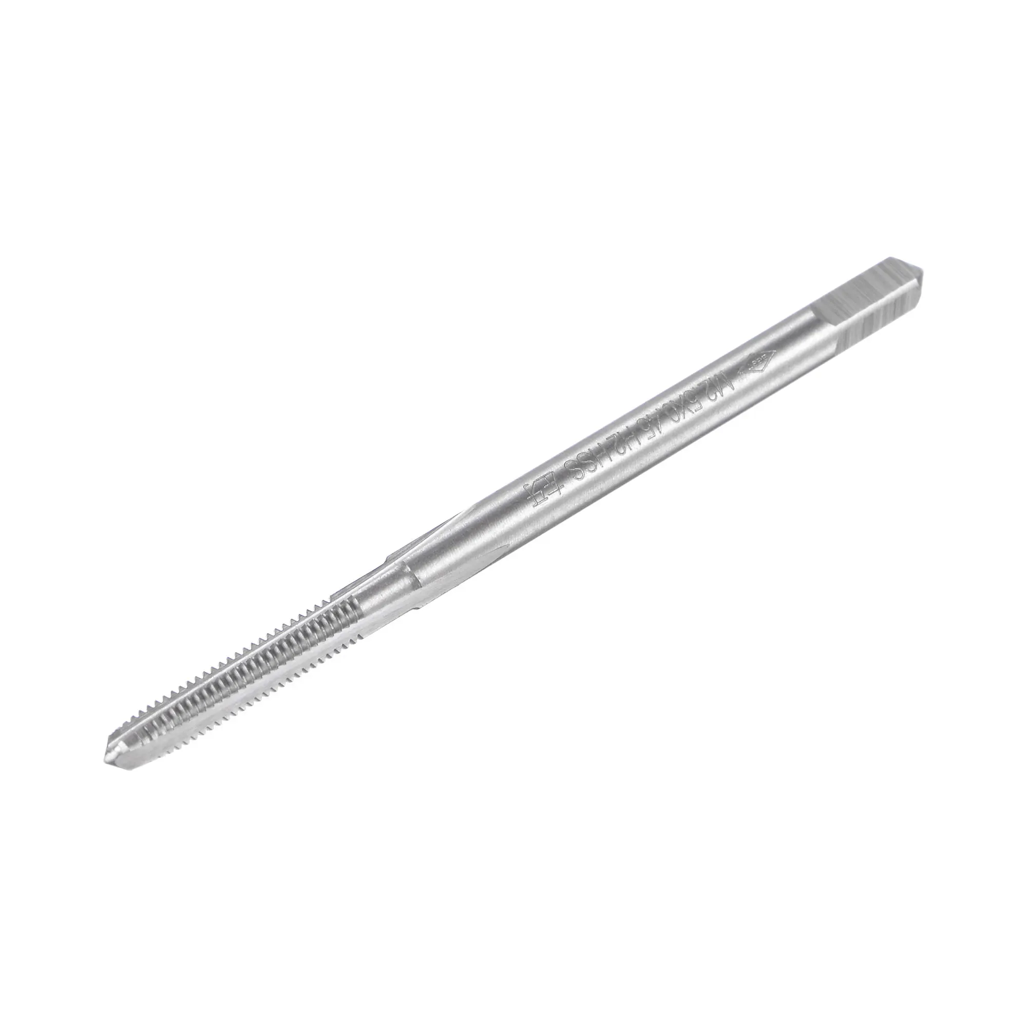 Uxcell Thread Milling Threading Tap M2.5 X 0.45, Mesin Tangan Metrik Kiri HSS (Baja Kecepatan Tinggi) Uncoated 3 Flute Lurus