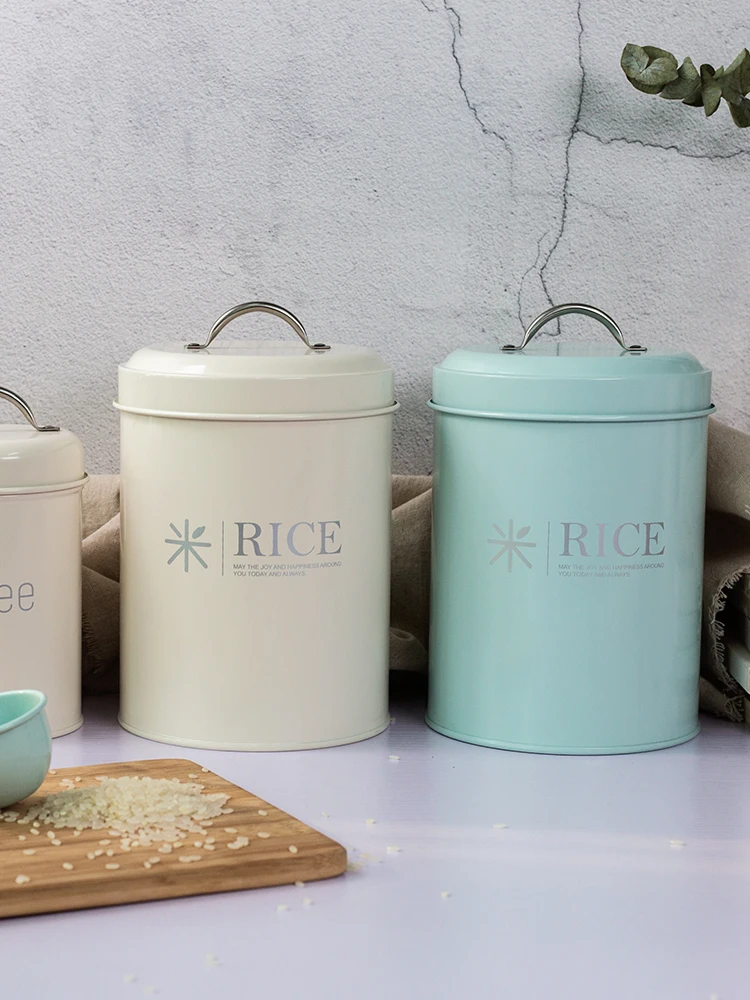 

Nordic rice bucket 2.5kg sealing ring moisture-proof, rust-proof and sun-proof round rice bucket flour bucket kitchen storage