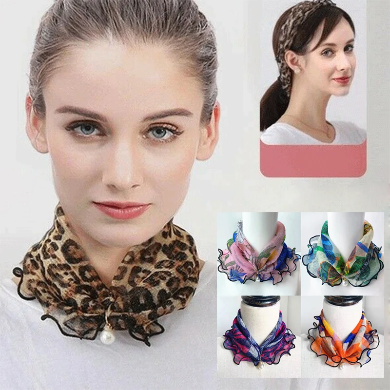 

31 Styles Pearl Lace Scarf Pearl Pendant Summer Mesh Loop Scarf Bib for Women 2021 New Fashion Scarf Jewelry Accessories Gifts