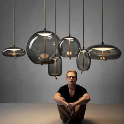 Modern Led Pendant Lights Nordic Designer Hemp Rope Glass Hanglamp For Dining Room Bedroom Bar Decor Loft Luminaire Suspension