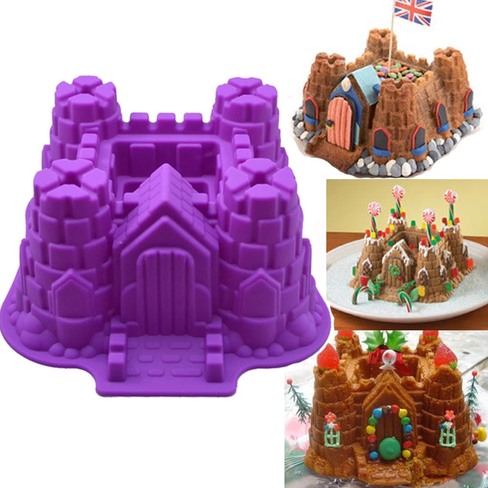 

3D Large Castle Silicone Cake Baking Mold Birthday Cake Pan DIY Bread Baking Tools Mousse Decoration Bakeware Kitchen Supplies