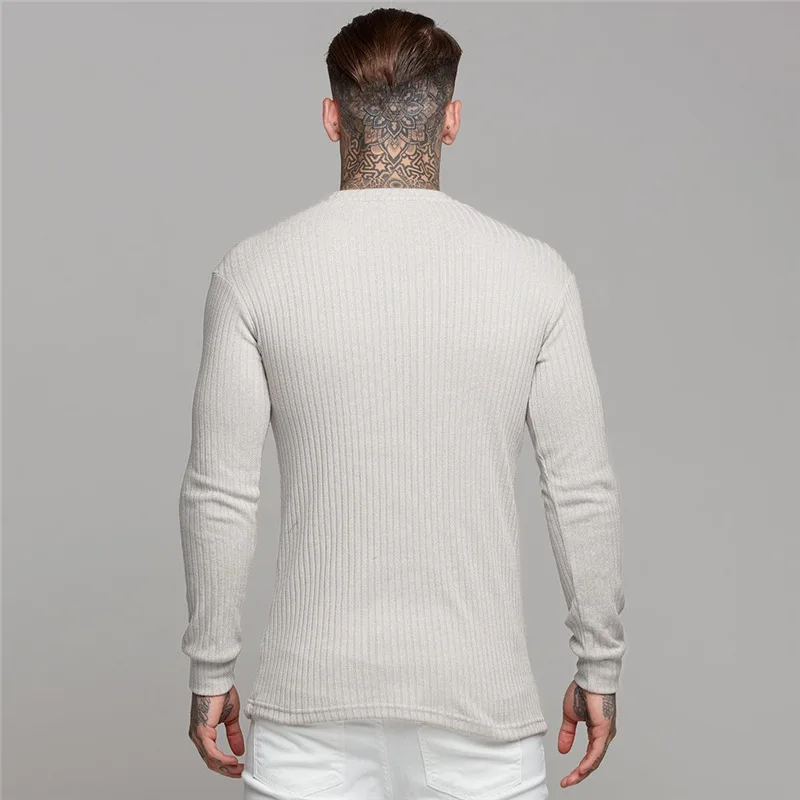 New Spring Autumn Pullovers T Shirt Men's Sweaters Simple Round Collar Pure Color Full Sleeve Slim Casual Loose Male Tees Tops