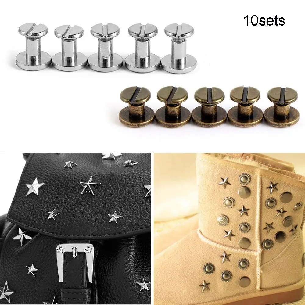 20Pcs Hot Screw Nail Rivets For Leather Craft Belt Wallet Solid Brass Screws Cloth Button Decoration Nail DIY Scrapbook Tools