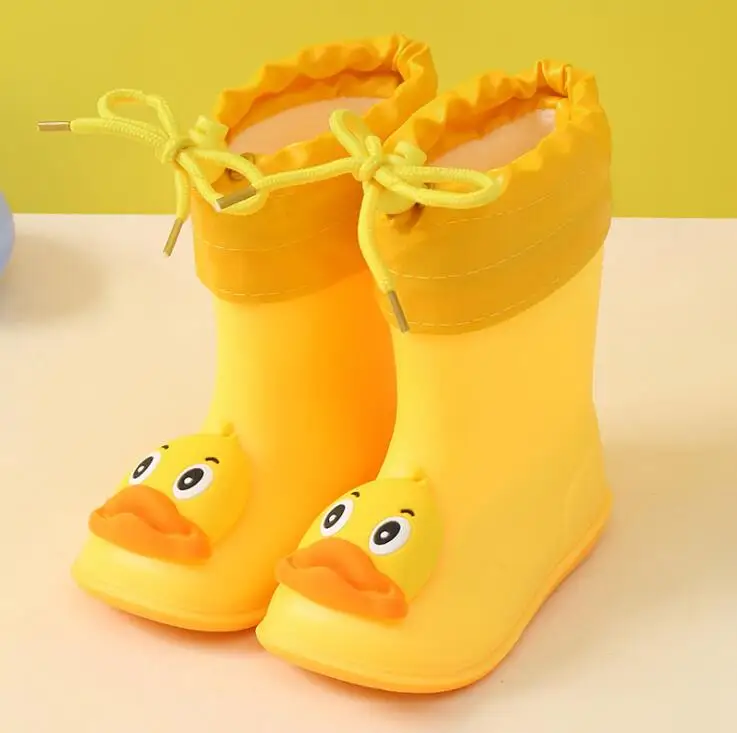 Children\'s Rain Boots Kids Baby Cartoon Water Shoes Infant Waterproof Non-Slip Warm Water Shoes Rubber Boots