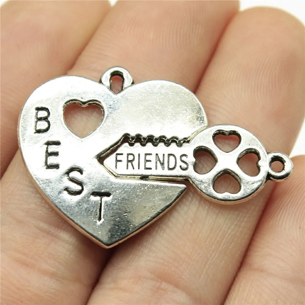 10pcs Best Friend Charms For Jewelry Making Antique Silver Color Plated BFF Charms Best Friends Forever Connector