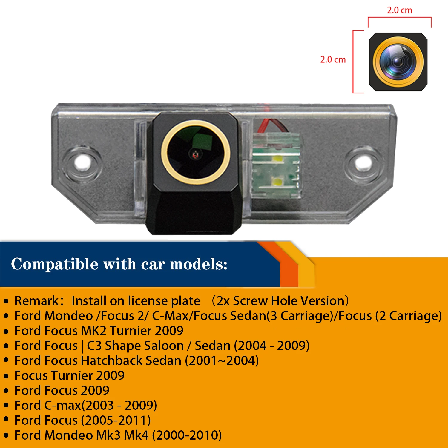 HD 1280*720p Rear View Night vision Backup Camera for FORD Mondeo / Focus / C-Max/ Focus Sedan(3 Carriage)/Focus (2 Carriage)