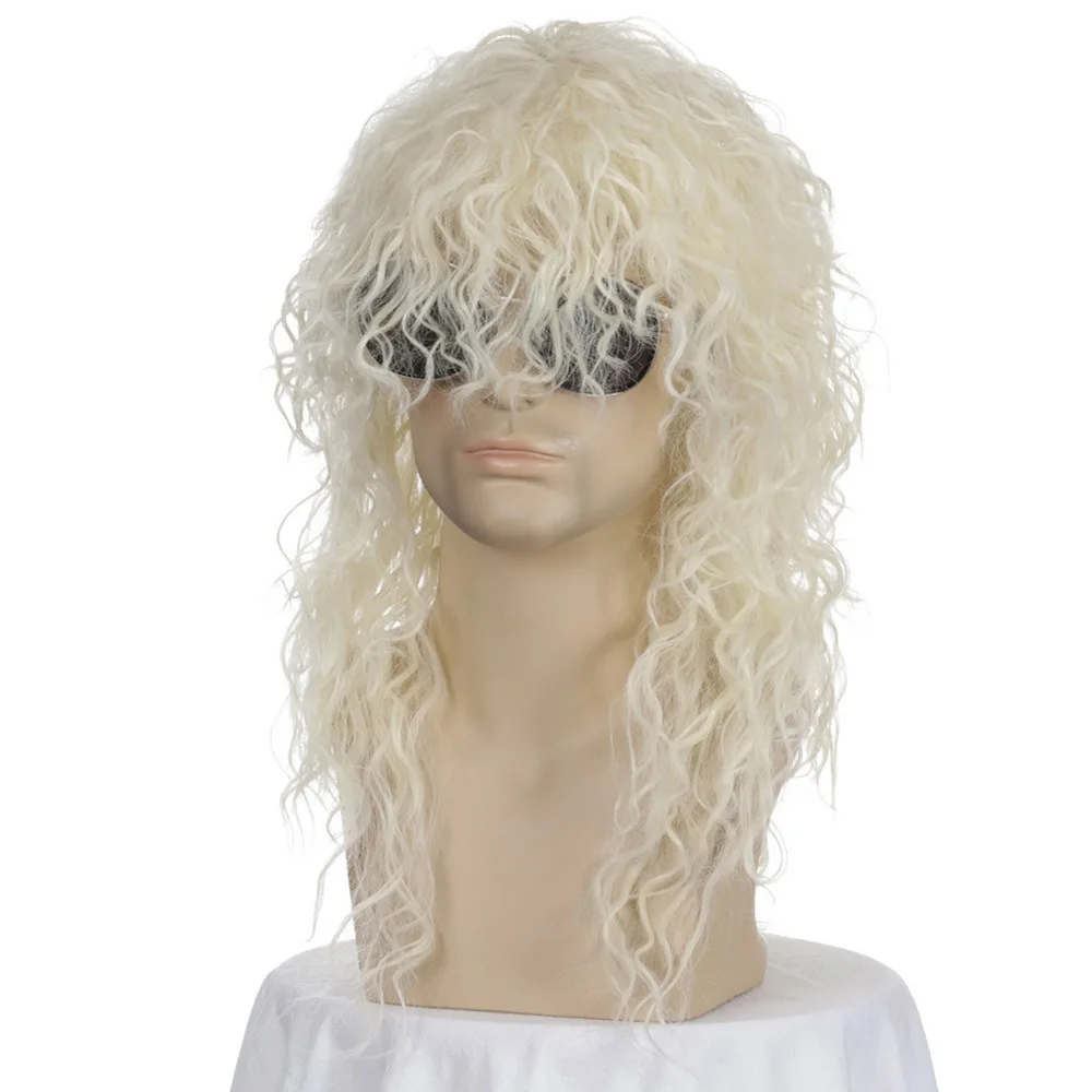 Perruques Synthétiques sulfBouclées pour Hommes, Perruque Cosplay, Cheveux Bouclés Mixtes, Degré de Chaleur, Vintage, Spectacle de Rock, Accessoires