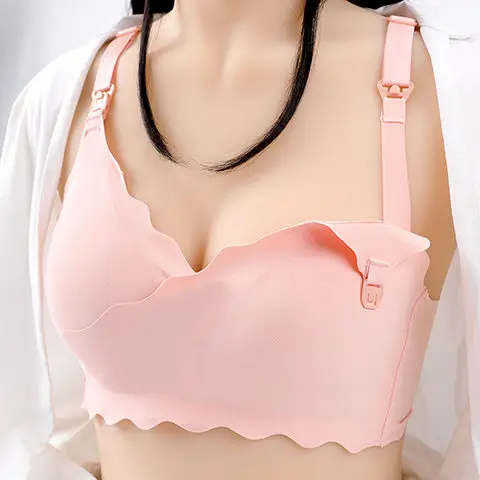 

2Pcs a lot Womens one Piece Breathable Seamless Wirefree Nursing Bra Front Buckle Cross Gather Bra Cotton Maternity Underwear