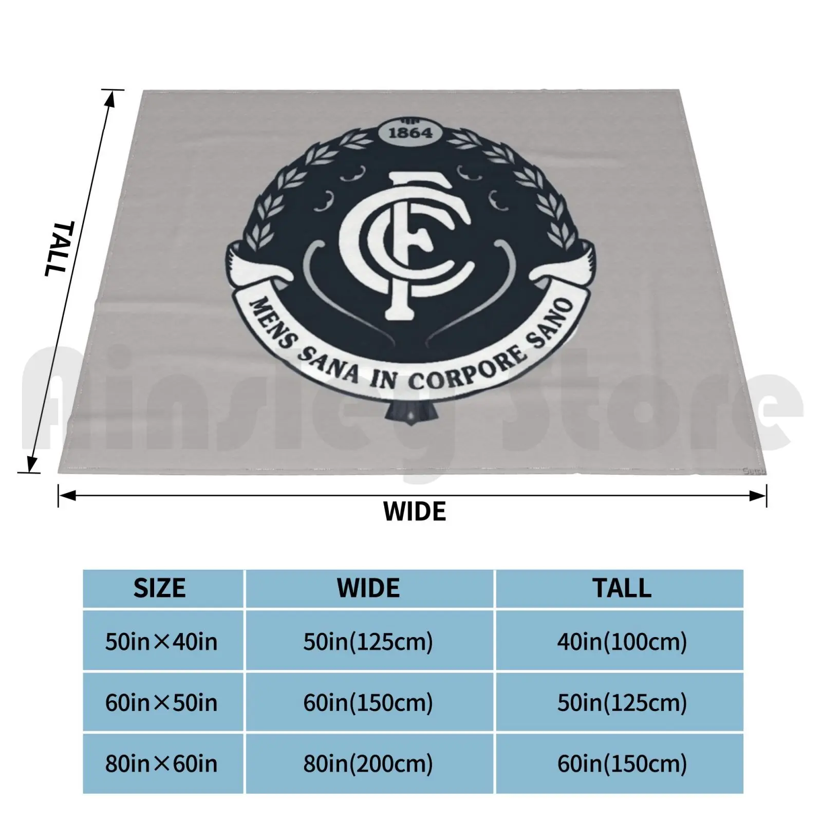 Blanket Mens Sana In Corpore Sano 2410 1864 Carlton 1864 Football Club Afl Aussie